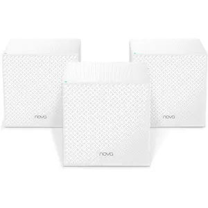 Nova Mesh WiFi System MW12 - Covers up to 4000 sq.ft - Tri-Band AC2100 Whole  WiFi Mesh System - Gigabit Mesh Router for 100+ Devices - Tri-Band Mesh Network - 3 Gigabit Ports - 3-Pack