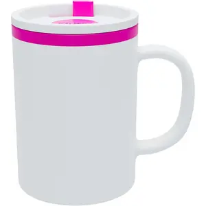 Desk Mug 16 oz - Durable , Double-Wall Insulation for Hot & Cold Drinks, Microwave & Dishwasher Safe, Ideal for Office, , Travel - Spill-Resistant  Mug ()