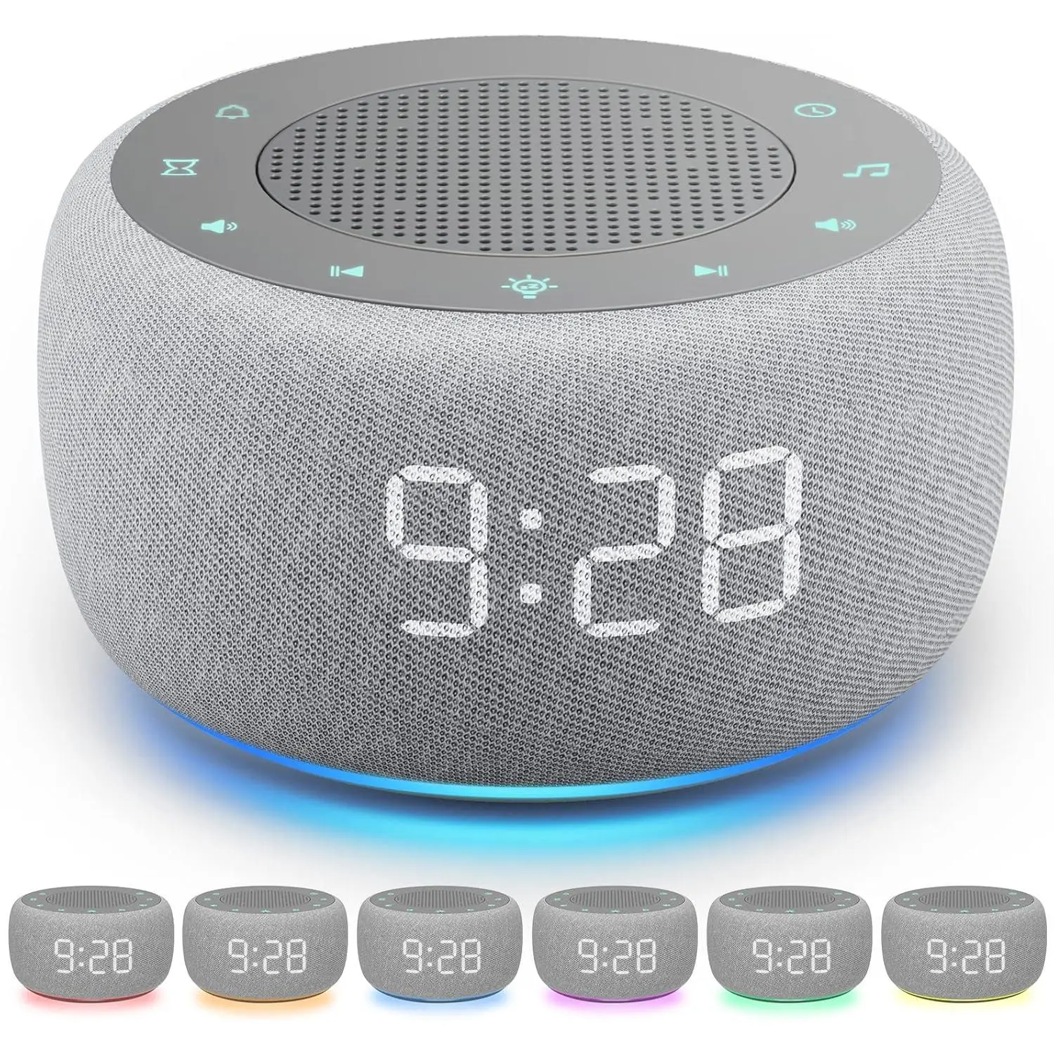 Sound Machine &  Clock 2-in-1, 18  Sound, 7 Night Light, Sleep Timer, Precise 30-Level Volume Control White Noise Machine