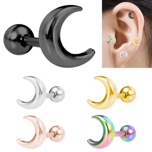 New Trendy Earrings Ear Hole Earrings Simple Mini Moon Niche Design Earrings Free To Take Off When Sleeping