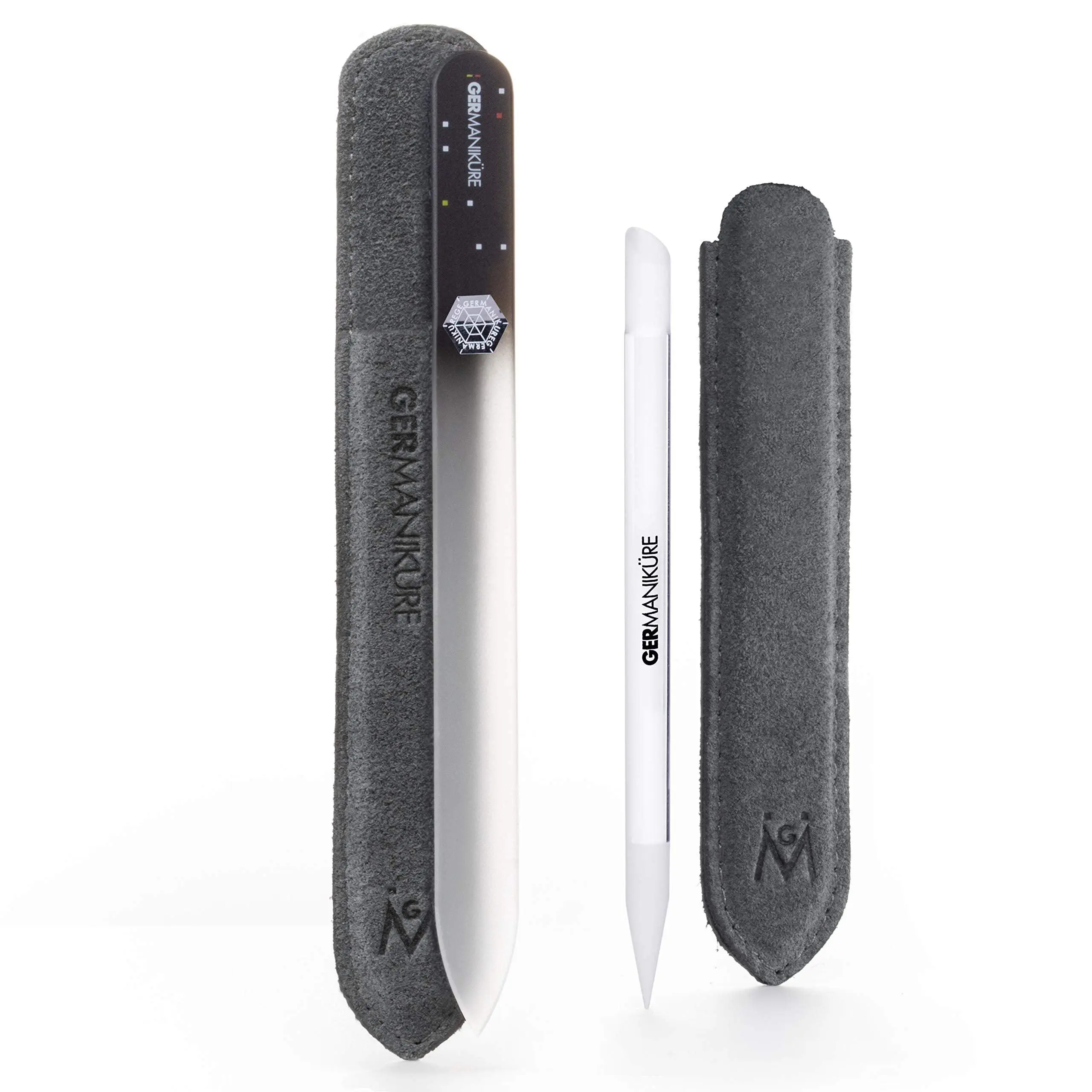 GERMANIKURE Crystal Glass File & Cuticle Stick Bundle – Professional Manicure Set for Healthy Cuticles & Strong Nails-Handcrafted in Czech Republic