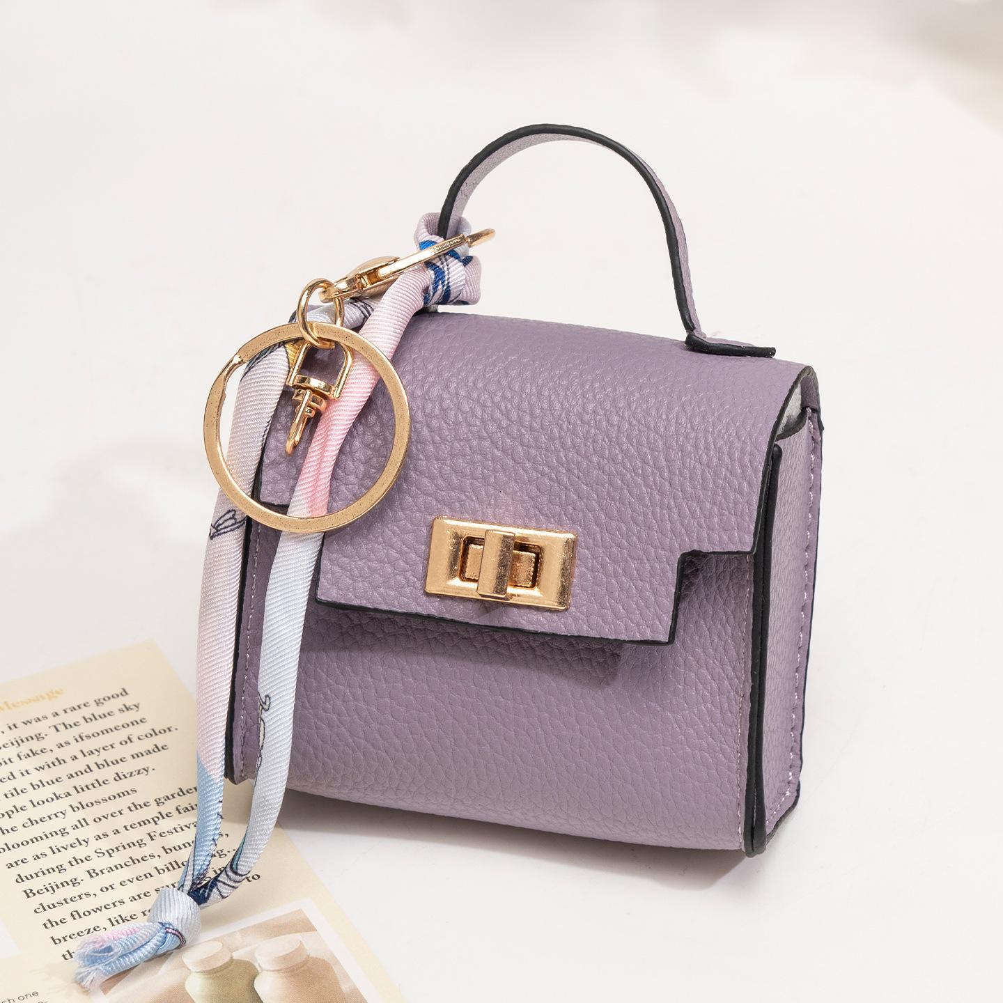 Mini Square Bag Pendant Keychain - High Quality Leather with Colorful Strap, Cute Car Keychain & Bag Charm Accessory