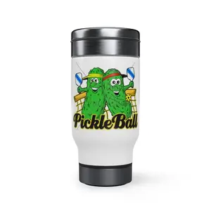 Pickle ball water bottle, Pickle ball Stainless Steel Travel Mug with Handle, Pickle ball gift for her, Pickleball gifts for him