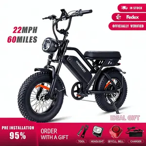 T16 Adult Carbon Steel Mountain Ebike - 1000W Peak Brushless Motor, 48V 15.6Ah Battery, 16-Inch Fat Tires, 22 mph Max Speed, 30° Climbing Capability, Suspension, Off-Road All-Terrain Long-Range Bike for Teens