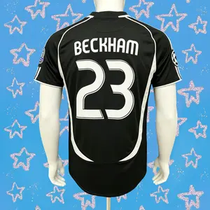 0607 Away Black Short Sleeve No. 23 Beckham Retro Sports Football Jersey