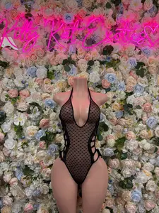 Bodysuit Black Heart Mesh    One Piece Bartender Outfit