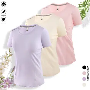 Women’s 3-piece summer short-sleeve T-shirt set — breathable crewneck casual T-shirts made from stretchy fabric, lightweight and soft, loose fit, solid-color basic tops