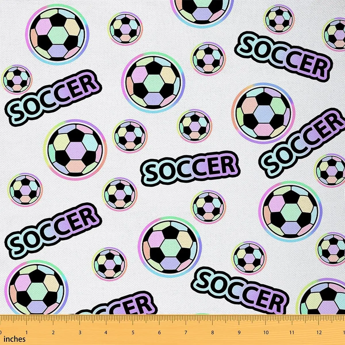 Colorful Soccer Ball Fabric By The Yard,Sports Theme Upholstery Fabric for Chairs,Cartoon Style Decorative Waterproof Fabric,Women Men Cute Fabric, Diy Home Projects, Home Decoration