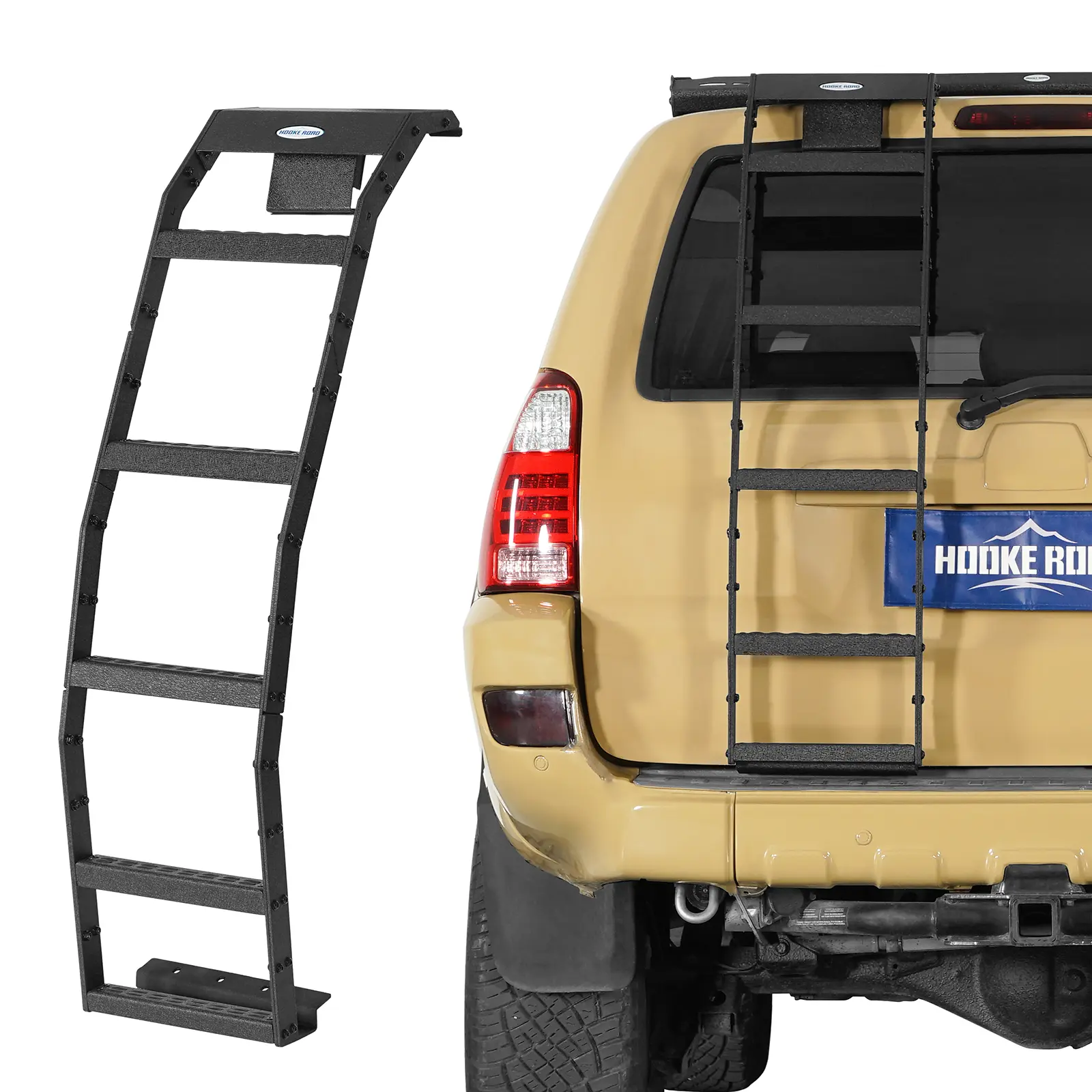 Hooke Road Rear Hatch Ladder with Mounting Hardware Kit, Car Auto Accessories for 2003-2009 Toyota 4Runner (Without Spoiler), Cars Accessories