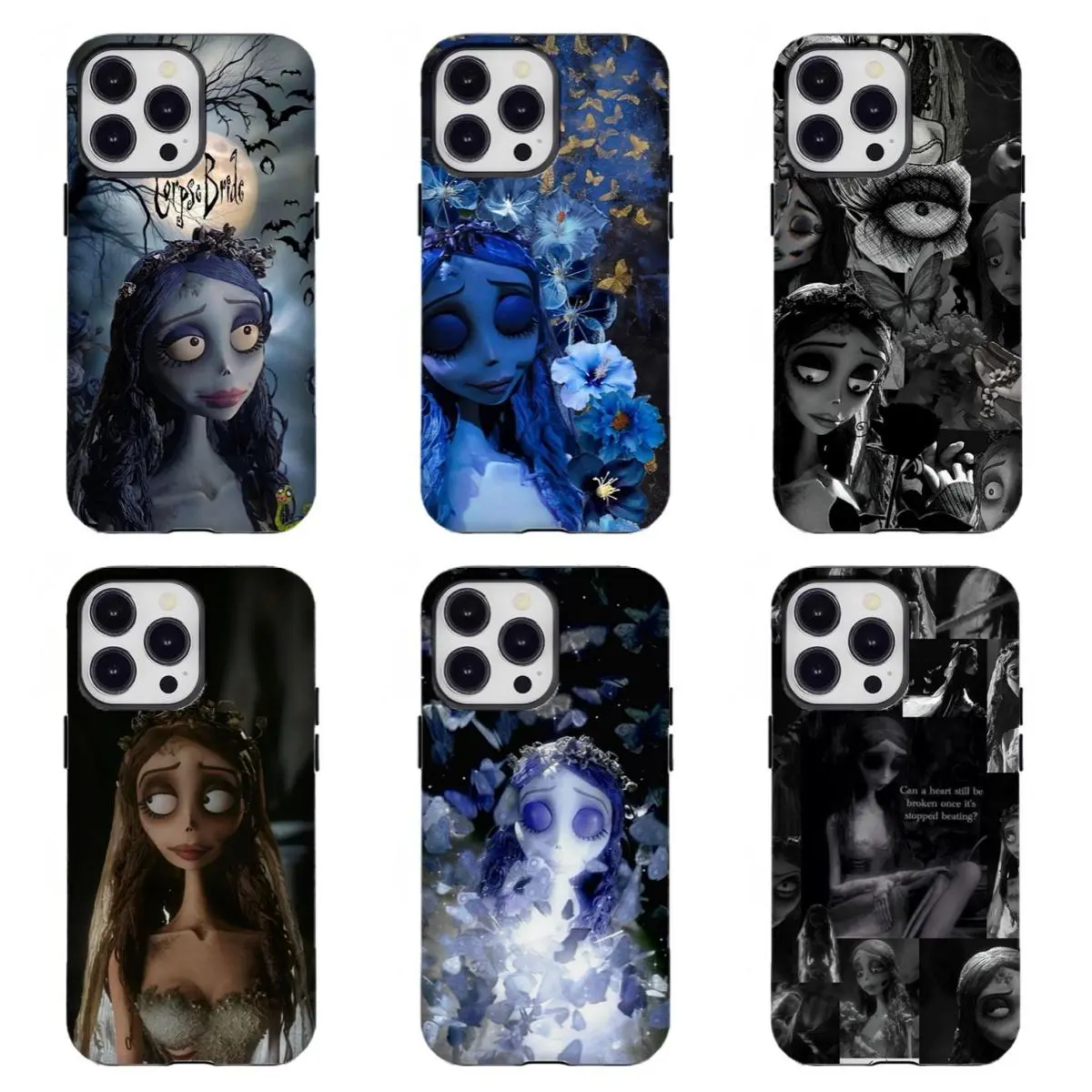 Tim Burton's C-Corpse Bride Emily Smartphone Case - Stop-Motion Animation Aesthetic Design, Cellphone Accessory Shell, Compatible with iPhone 11-17 & and for samsung S21-S25, Handheld Device Cover, Ideal Gift for Animation Fans
