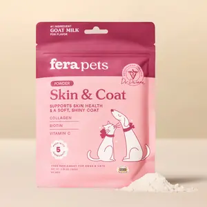 Fera Pets Skin + Coat Goat Milk Topper for Dogs & Cats – Vet‑Formulated Supplement with Goat Milk, Collagen, Biotin & Vitamin C