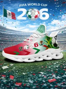 Men's Mexico 2026 Red Green White Soccer Eagle Print Sport Shoes, Wide Fit, Plus Size, Trendy Casual Sneakers for Daily Walking, Gym & Outdoor