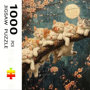 1000 Piece Cat Theme Puzzle, Large Adult Family Interactive Toy, DIY Home Decor, Holiday Scene, Mixed Colors, Perfect Gift, Durable Puzzle