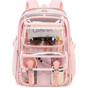 Clear Backpack for Girls Women Heavy Duty School BookBag Transparent Backpacks Stadium Approved See Through Backpack X-Large()