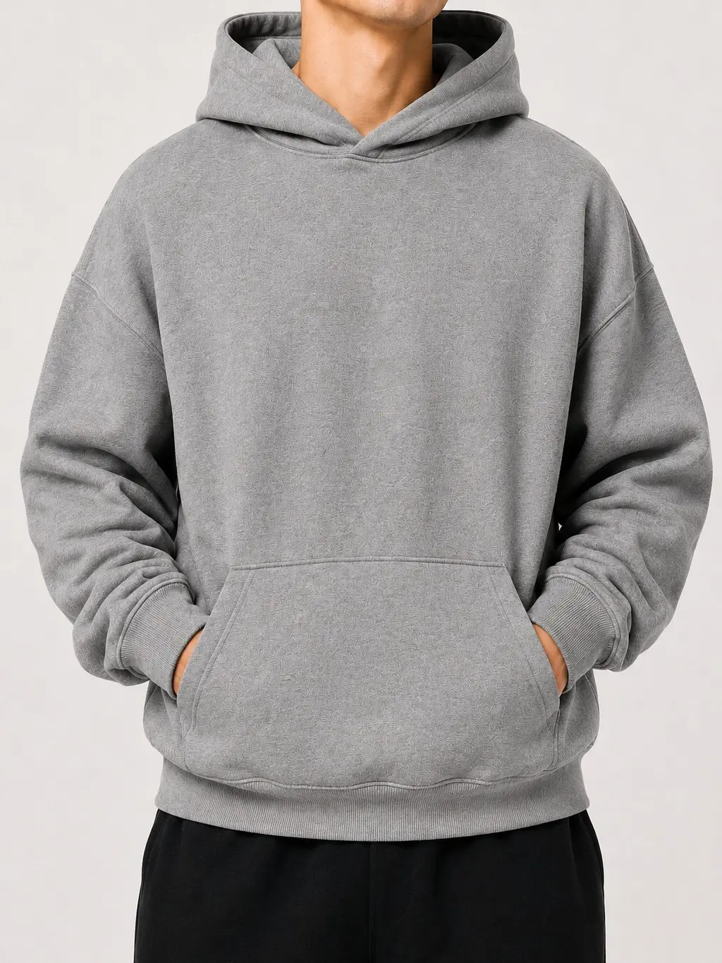 Oversized Dark Gray Hoodie, Men's Casual Fleece Pullover Sweatshirt with Kangaroo Pocket, Solid Color Basic Streetwear Hoodie for Men