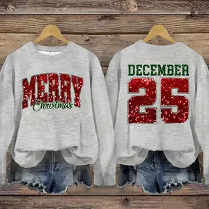 Women's Casual Christmas Theme Pullover Sweatshirt, Soft Long Sleeve Round Neck Shirt, Lady Comfortable Daily Wear, Shirt For Xmas, Gift for Christmas, Xmas Gift, Menswear & Womenswear