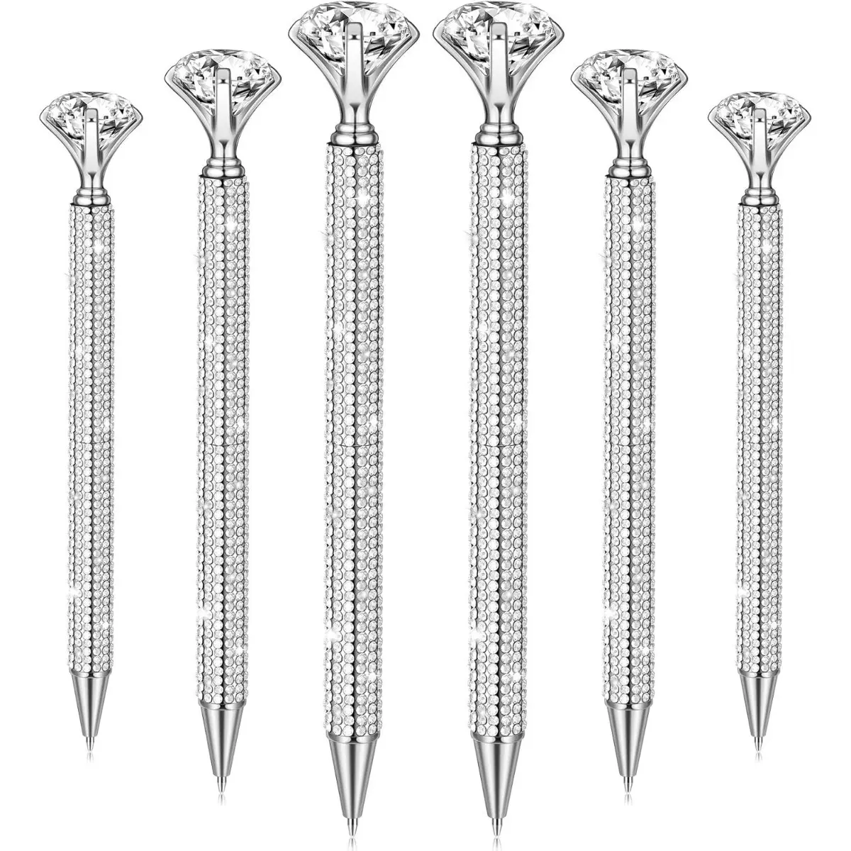 6 Pieces of Crystal Diamond Beads - Black Ink, Glossy Metal, Suitable for Offices and Schools, Birthday Gifts, Office Supplies