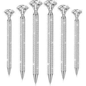 6 Pieces of Crystal Diamond Beads - Black Ink, Glossy Metal, Suitable for Offices and Schools, Birthday Gifts, Office Supplies