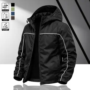 Men's Casual Hooded Long Sleeve Zipper Jacket Workwear with Tie Design Men's Outerwear Summer Competition Suit Suitable for Daily Wear Versatile Jacket Personalized jackets zip up