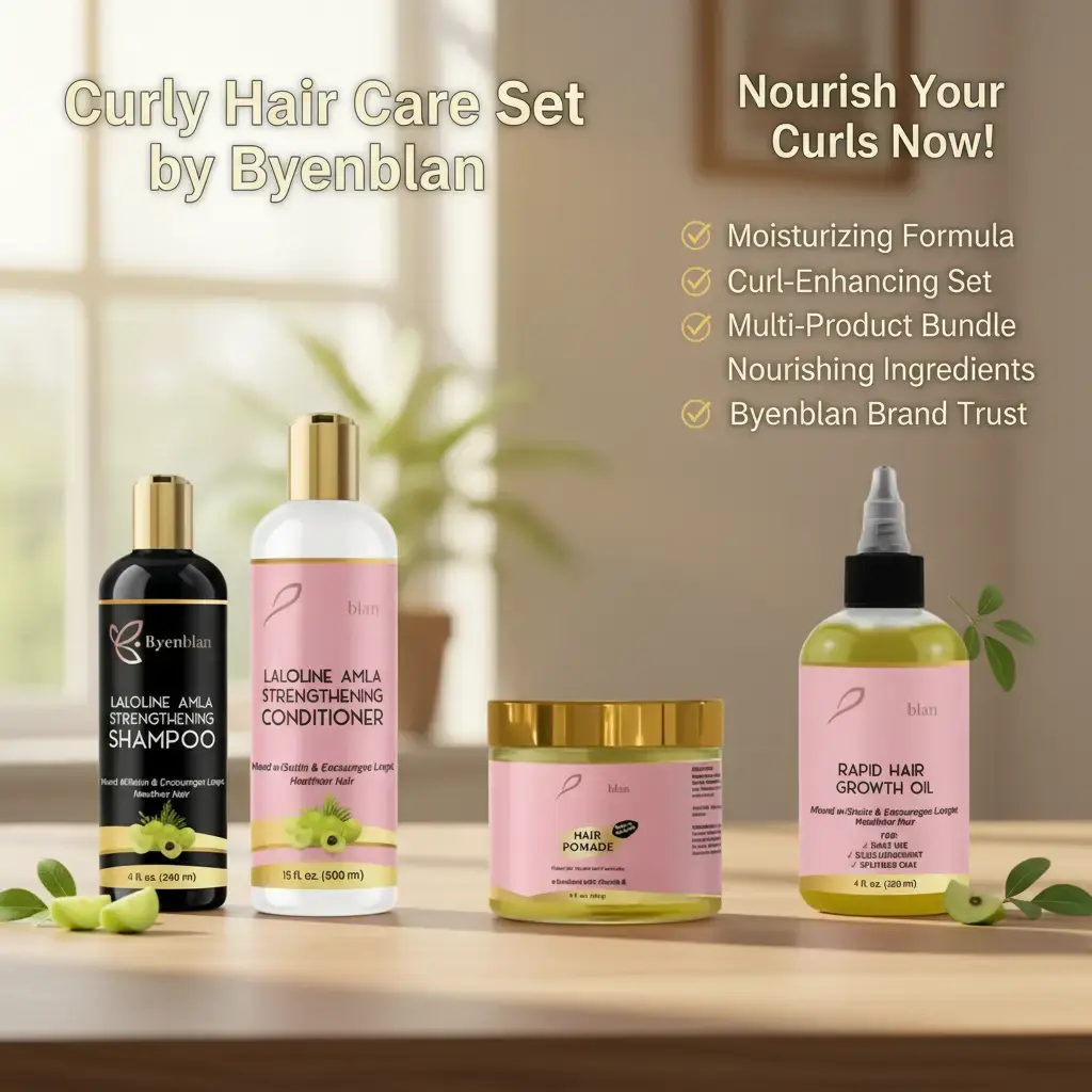 Byenblan Hair shampoo, conditioner, hair oil, and Hair Pomade set Curly Hair Product Moisturizing
