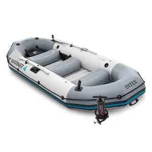 Intex Mariner 4-Person Inflatable River Lake Dinghy Boat with Pump and Oars Set