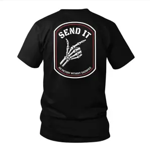 Send It Tactical Shirt, No Victory Without Sacrifice Skeleton Hand Graphic Tee, Men and Women Edgy Streetwear Gym Shirt, Motivational Mindset Casual Cotton Workout Top