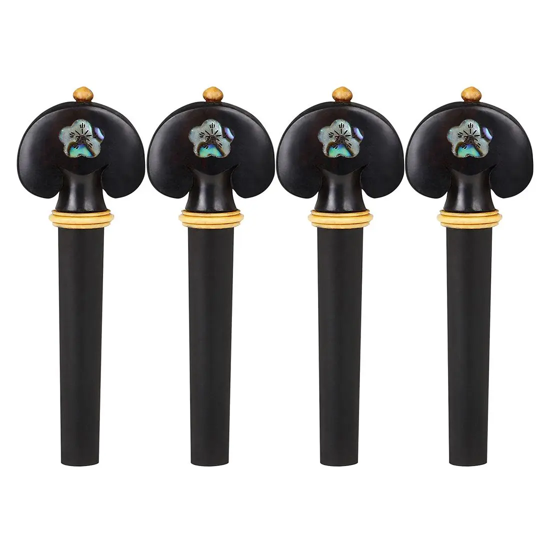 Handcrafted Ebony Violin Tuning Pegs with Sandalwood Inlay, Abalone Shell, Set of Four, Elegant Musical Instrument Accessory