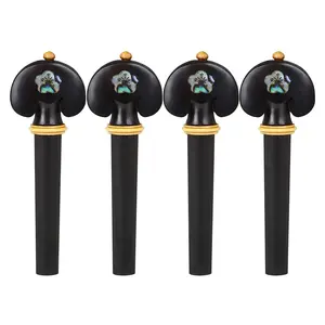 Handcrafted Ebony Violin Tuning Pegs with Sandalwood Inlay, Abalone Shell, Set of Four, Elegant Musical Instrument Accessory