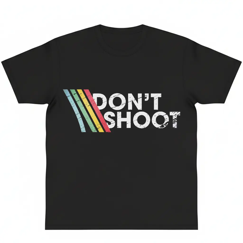 DON'T SHOOT Gaming Graphic Shirt Sarcastic Funny Arcade Raiders Tee Video Game Emote Gamer Gift Distressed ARC Stripes  y2k cotton fashion Streetwear Wash Safe Top Trending