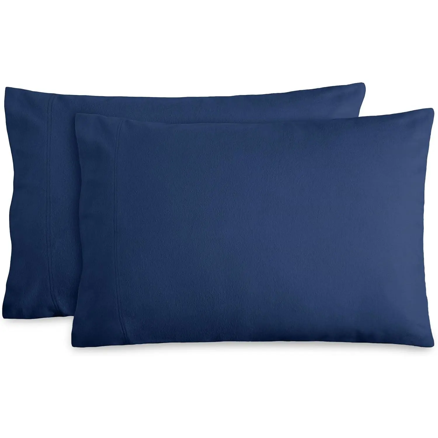 Flannel Standard Pillowcases Set of 2- Cotton - Velvety Soft & Cozy - Double Brushed Heavyweight Flannel Pillowcases (Standard Pillowcase Set of 2, Dark Blue)