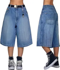EMMIOL Baggy Jorts for Women Wide Leg Denim Shorts Y2k Mid Rise Bermuda Streetwear Boyfriend Jean Shorts with Pockets