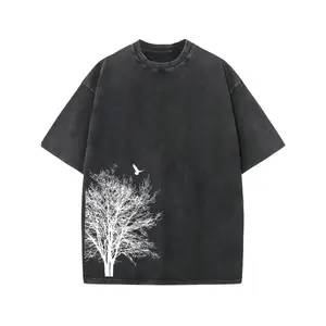 Vintage Inspired Cotton T Shirt Featuring Distressed Washed Look and Striking Graphic Print Comfortable Casual Crew Neck Tee for Summer