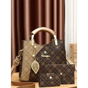 Women's Fashionable PU Leather Handbag & Crossbody Bag & Wallet, Casual Trendy Versatile High-quality Daily Commuting Bag Set