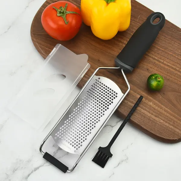 Stainless Steel Lemon Grater with Handle - Durable, Rustproof Kitchen Utensil with Cover for All Seasons Cheese, Lemon Grating