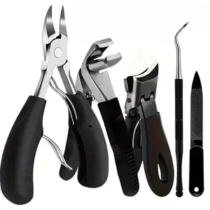 Professional Nail Clipper Set, 5pcs/set Stainless Steel Nail Clipper & Nail File & Nail Pliers, Manicure & Pedicure Tool for Home & Salon Use, Nail Clipper Kit