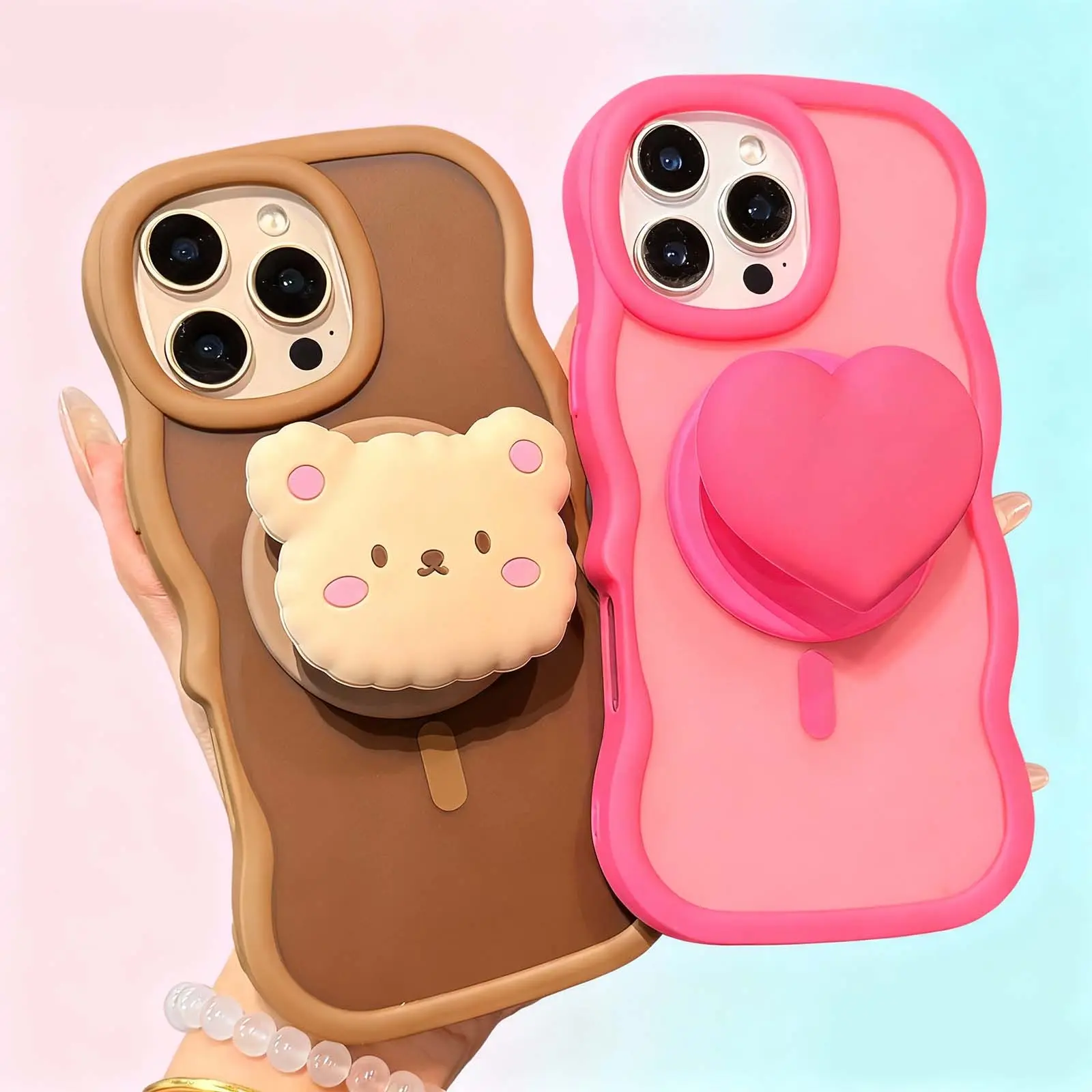Cute Silicone Magnetic Expanding Phone Grip & Kickstand,Suitable for Mobile Phones or Phone Cases with Magnetic Attraction HL