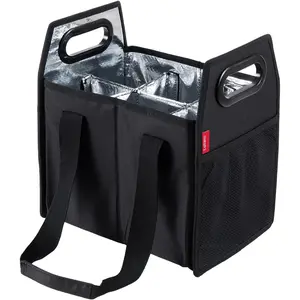 6 Bottle Collapsible Reusable Portable Wine Carrier Case Black for Tote Moving, Vacation, Grocery Shopping and Wine Tasting Accessory