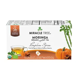 Miracle Tree Organic Moringa Tea Pumpkin Spice Caffeine-Free Herbal Tea USDA Certified Nutrient-Rich Autumn Comfort Beverage