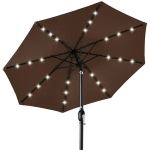 Best Choice Products 10ft Solar LED Lighted Patio Umbrella w/ Tilt Adjustment, UV-Resistant Fabric