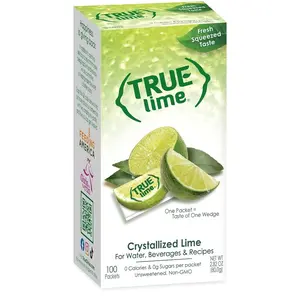 True Lime 100ct (Pack of 1) - Water Enhancer - Bulk Dispenser - 0 Calorie Drink Mix Packets for Water - Sugar Free Lime Flavoring Powder Packets