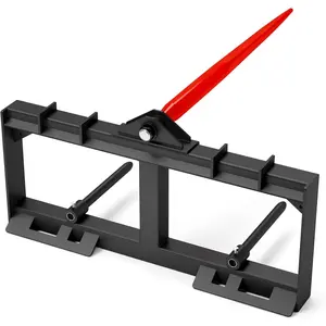 49" Hay Bale Spear, 3000lbs Capacity Skid Steer & Tractor Attachment, Quick Attach Bale Spear Frame with 1×49" Spear & 2×17.5" Stabilizer Spears, Spike Fork Bale Mover for Farm(Black)