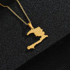New Haiti Map Pendant Necklace Map Couple Necklace Unisex Stainless Steel No Fading Perfect Gift