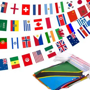 International Pennant Banner - 48-Nation Polyester Flags, 15M Weather-Resistant Bright Color Jersey, for Sports Events, Party Decor (Sports & Outdoor Fan Shop Premier League Accessory)