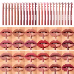 LANGMANNI 24 PCS Sculpting Matte Velvet Lip Liner Set,Smooth Creamy Texture,Waterproof And High Pigmented For Girls Daily Application Lip Makeup
