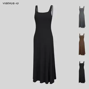 Backless Maxi Dress 2026 New Square Neck Sleeveless Maxi Dress Sexy Slim Fit Bodycon Fishtail Dress for Women
