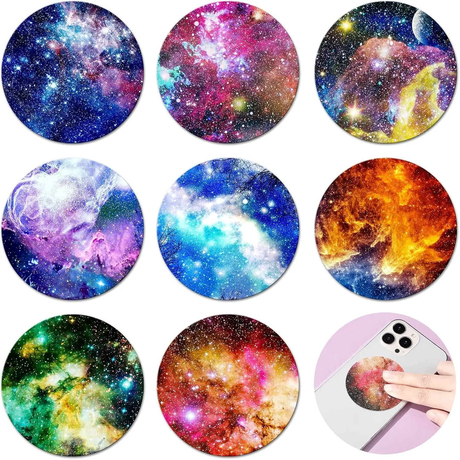 64 Pcs Calm Stickers for Anxiety Sensory Stickers Mandala Textured Strips Round Tactile Rough Calm Sensory Strips Marble Fidget Adhesives Relief Anxiety Items for Adults Teens Phone(Starry Sky)