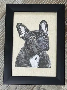 French Bulldog Frenchie Dog  Machine Embroidered and Framed! Unique Canine Charm Tabletop Decor for Home or Office! Other Designs and Breeds Available! Desktop Decoration Signs