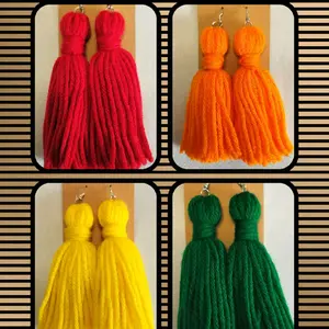 Yarn Tassel Earrings - Bohemian Style, Lightweight, Comfortable, Colorful Tassels, Hook Design, Perfect for Everyday Wear