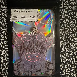 Car Freshie Fruit Loop Scented Air Freshener with Holographic Design and Bow Detail