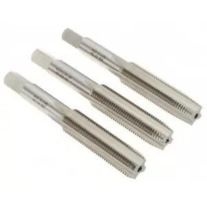 Made in USA 3-Piece Metric Fine Tap Set - M12 x 1.25, 4-Flute, Right Hand, High Speed Steel, Bright Finish, 3-3/8" OAL, Bottoming Plug & Taper Components